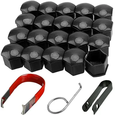 Produktbild von Radmutternkappen Radmutterabdeckung Radschraubenkappen - 17 mm - Schwarz - 20 Stück mit Clip und Entfernungswerkzeug - Für Auto
