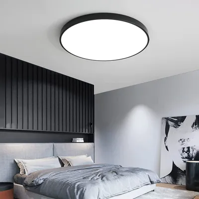 Produktbild von 48W LED Deckenleuchte Rund Farbwechsel 3 Lichtfarben Deckenlampe Memory Funktion für Schlafzimmer Wohnzimmer Büro Küche, φ50cm Schwarz