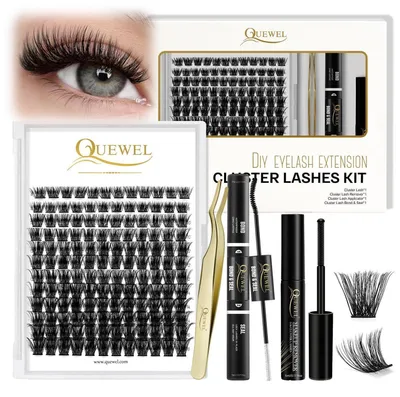 Produktbild von DIY Wimpernverlängerungs-Set 144 Cluster-Lashes mit Bond & Seal, Pinzette und Entferner