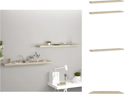 Obrázek produktu pro vidaXL Plovoucí nástěnné police 2 ks. Dubová barva 120x23,5x3,8 cm MDF - Nástěnné police
