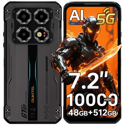 Image de OUKITEL WP60 Smartphone Robust 5G - 7.2" HD+ 120Hz - 48/512Go - MediaTek Dimensity 7025 - 10000mAh/33W - Android 15 Telephone - 108MP - NFC - GPS