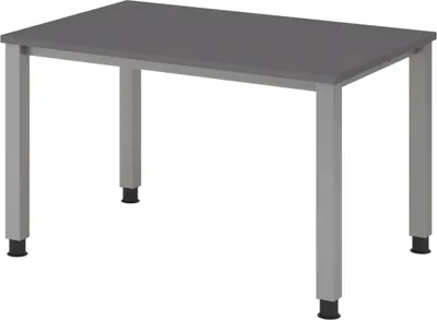 Produktbild von bümö Schreibtisch Serie-Q - Gestell: Silber, Größe:  120 x 80 cm, Nachbildung: Graphit