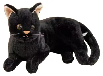 Immagine prodotto di Peluche a forma di gatto, realistico, 36 cm, nero, in peluche corto