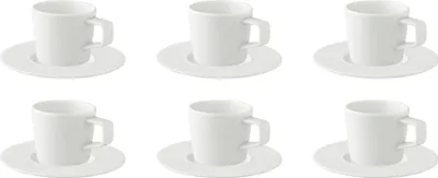 Produktbild von Palmer White Delight, Kaffeetassen Set mit Untertassen, Ø 16 cm 18 cl, Weiß Porzellan, 6er Set