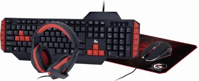 Produktbild von Gembird GGS-UMG4-02, Volle Größe (100%), Kabelgebunden, USB, QWERTY, Schwarz, Maus enthalten