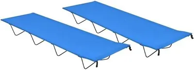 Productafbeelding van Campingbedden set van 2 - 180 x 60 x 19 cm - stalen frame - ideaal voor outdoor gebruik - Vemera