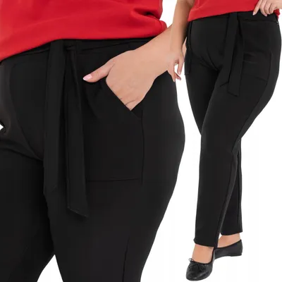 Produktbild von Elegante Damenhose mit Bindeband, hohem Bund und hoher Passform, bequem, MORAJ 3XL/4XL SCHWARZ