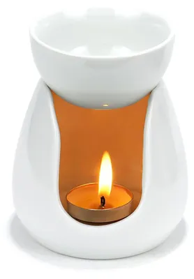 Keramische Duftlampe für ätherische Öle, Teelicht, weiß