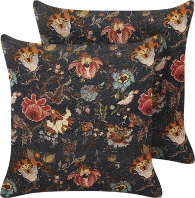Obrázek produktu pro BELIANI Sada 2 dekorativních polštářů vícebarevné samet a bavlna 45 x 45 cm květovaný vzor moderní design