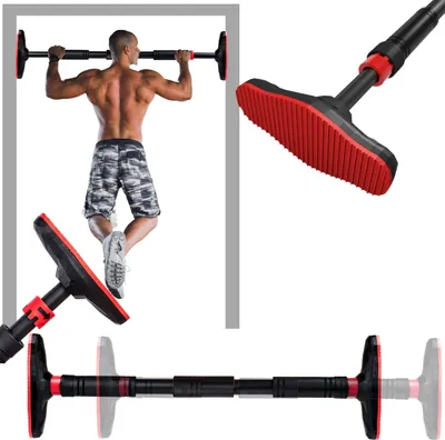 Image de FIT4MED | Barre de traction - Rouge - 63-100 Cm - Charge maximale 180 Kg - Poignées antidérapantes