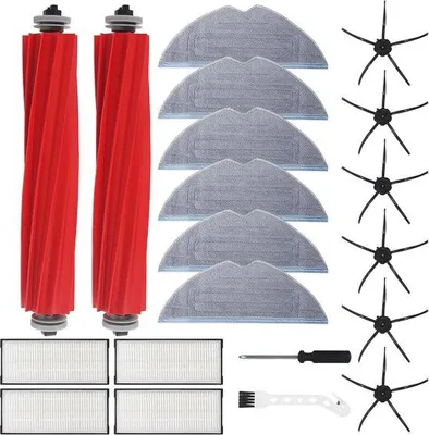 Productafbeelding van Hoofdborstels, 6 zijborstels, 4 filters en 6 doekjes, set van 20 accessoires voor Roborock S7 Plus, S7 MaxV Ultra en S7 Pro