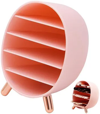 Productafbeelding van Ibenzoa® Make-up organizer – Draagbare make-upbox met compartimenten en handvat, roze, ABS-kunststof, beschermd tegen stof en vocht, 1 stuk, geen montage nodig