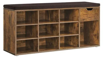 Image de Meuble de rangement pour chaussures avec tiroir – Rangement pour l'entrée – Marron – 104 x 30 x 48 cm