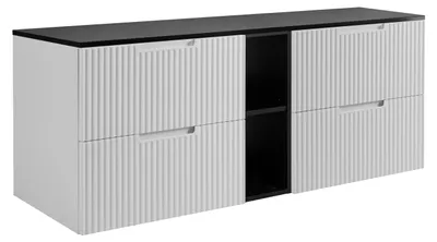 Image de Meuble de salle de bains, blanc / noir, 140 (2 x 60 + 20) x 58,6 x 46 cm