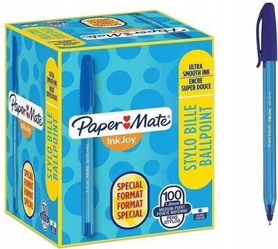 Obrázek produktu pro Papermate Inkjoy 100, Spona, Kuličkové pero, Modrá, 100 kusů, Střední