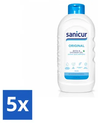Imagen del producto de 5 unidades de gel limpiador corporal y para ducha Sanicur Original, 1000 ml cada uno. Paquete económico