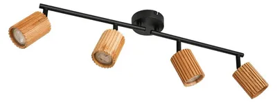 Produktbild von Lindby Deckenstrahler Stralino, 4-flammig, Länge 60 cm, Holz