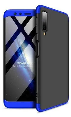 Produktbild von 360 Grad-Case für Galaxy S20 FE mit 2.5D Glas - Farbe: Schwarz & Blau - Modellkompatibilität: Für Samsung Galaxy S20 FE - Mit Speicherkarte: Nein