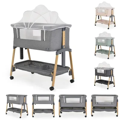 Produktbild von Cangaroo Babybett, Beistellbett Adoro, verstellbar, Matratze, Moskitonetz, Räder grau