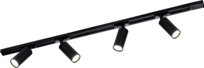 Produktbild von Ledvion - Schienensystem lampen, 1m, 1-Phasen, ohne GU10 Leuchtmittel, Schwarz, 4-flammig Spot, spotlight, deckenspot, deckenstrahler, strahler lampe
