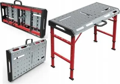 Produktbild von Mobiler Schweißtisch aus verzinktem Stahl bis 454 kg mit Höhenverstellung