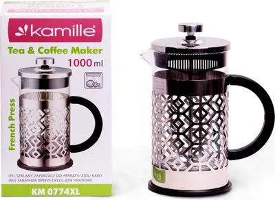 Produktbild von Glasbrüher für Kaffee, Kräuter, Tee French Press 1000 ml KAMILLE KM-0774XL