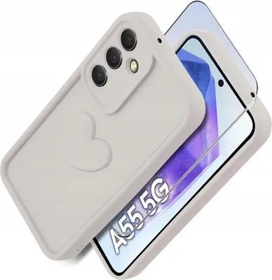 Immagine prodotto di Custodia in silicone opaco con cuore per Samsung A55 5G + Protezione per lo schermo 9H