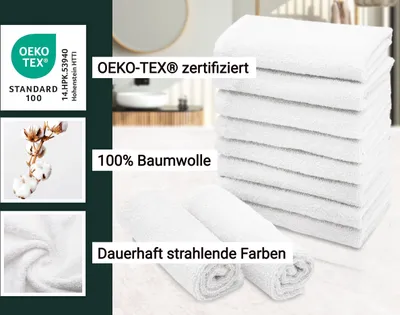 Produktbild von 10er Set Seiftücher, 30x30 cm, 100% Baumwolle, weiß