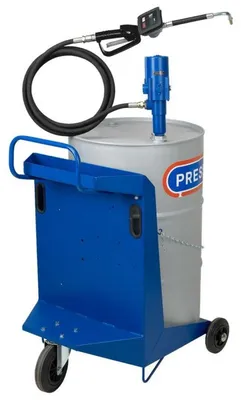 Produktbild von Pressol fahrbares Ölsystem für 200-220 Liter, Behälter inkl. Pneumatik Ölpumpe 3:1, Mobiles Ölsystem mit digitalem Handdurchlaufzähler