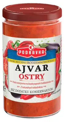 Produktbild von Podravka Ajvar scharf 195 g, pikante Paprika-Gemüsezubereitung