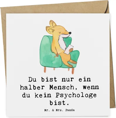 Produktbild von Mr. & Mrs. Panda Glückwunschkarte Psychologe Herz - Weiß - Geschenk, Studium, Grußkarte, faltkarte, anlasskarte, Klappkarte, doppelkarte, Therapeut