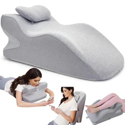 Produktbild von Ergonomisches Keilkissen aus viskoelastischem Schaum - Rücken-, Nacken- & Beinstütze - Waschbarer Bezug