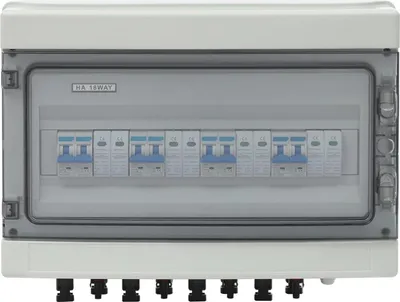 Produktbild von Solar Combiner Box - DC String-Verteilerkasten - 4 Eingänge 4 Ausgänge, IP65 wasserdicht, 40A 1000V Lasttrennschalter, Überspannungsschutz, Wandmontage, ABS Gehäuse - Weiß
