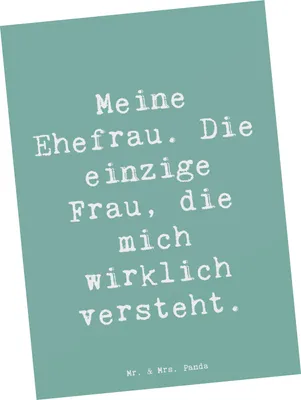 Produktbild von Mr. & Mrs. Panda Postkarte Spruch Ehefrau Verständnis - Meeresbrise - Geschenk, Lächeln, für, Geschenke, Ansichtskarte, Partnerschaft, Postkarten, Fotokarte, Grußkarte