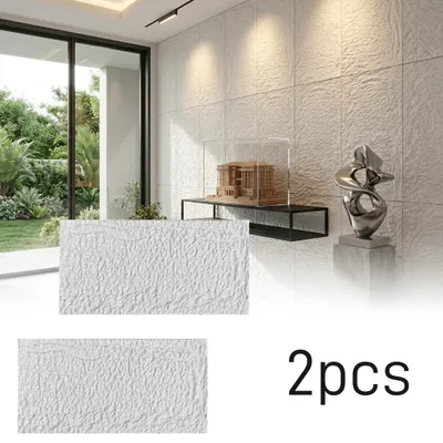 Productafbeelding van UISEBRT Wandpanelen met een natuurlijke steenlook, 5 cm dik, 2 stuks. Zuivere witte, gestructureerde binnenbekleding, model B