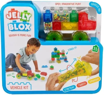 Image de Blocs de Construction Souples Jelly Blox Vroom Truck Kit, 33 Pièces, Motricité Fine, Dès 2 Ans