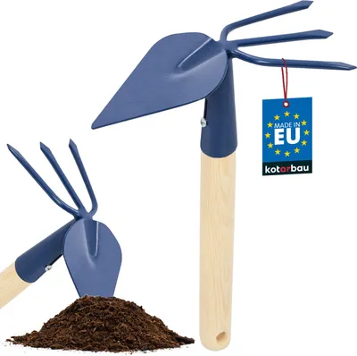 Produktbild von KOTARBAU Pflanzhacke Gartenhacke Unkrauthacke Handdoppelhacke mit herzförmigem Blatt 3 Zinken zum Umpflanzen Gartenpflege Jäten