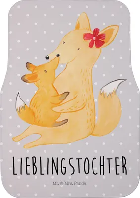 Produktbild von Mr. & Mrs. Panda Automatte Fuchs Mama - Grau Pastell - Geschenk, Tochter, Fußmatte PKW, Muttertag, Schoß, Fürs Auto, Autoteppich, Mutter, Teppich