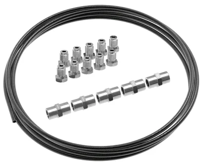 Produktbild von 5m Bremsleitung Ø 4,75mm Stahl im SET + 10 Verschraubungen + 5 Verbinder M10 x 1 DIN 74 234 konform verkupfertes Stahl-Bremsrohr im Sortiment für Bördel F