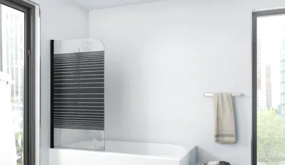 Immagine prodotto di MARWELL Black Lines schermo pieghevole per vasca da bagno 75 x 140 cm - schermo doccia pieghevole per vasca da bagno in 1 pezzo in nero opaco