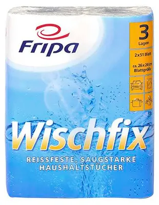 Produktbild von Rollen Küchenrollen 3-lagig 26 cm x 23,8 cm weiss "Wischfix" 51 Blatt
