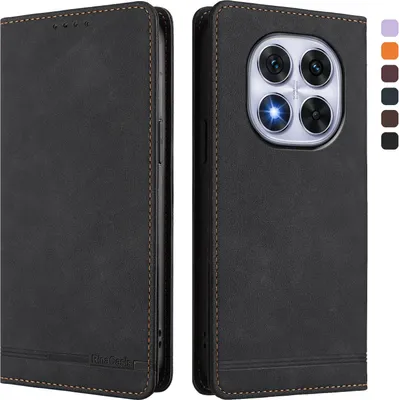 Image de Etui pour Xiaomi Poco X7/Redmi Note 14 Pro 5G/14 Pro+ 5G, étui rétro en cuirPolyuréthaneavec support et fentes pour cartes de crédit Noir