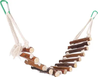 Immagine prodotto di Pappagallo ponte sospeso in legno, 10 cm, corda in cotone per uccelli domestici, scala aerea orizzontale morbida