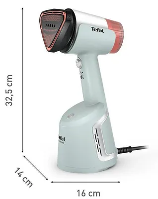 Zdjęcie produktu dla Tefal AeroSteam DT9814F0, Ręczny parowiec do ubrań, 0,1 l, 0,5 min, Biały, Przyciski, Przełącznik ręczny