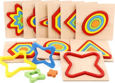 Immagine prodotto di Puzzle didattico in legno - forme colorate