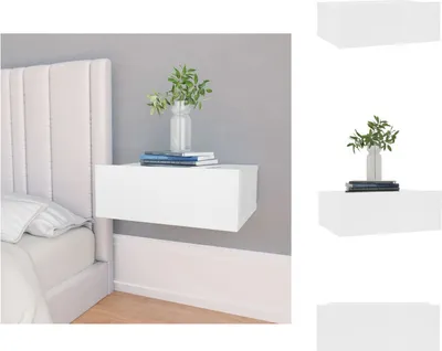 Obrázek produktu pro vidaXL Závěsný noční stolek bílý 40x30x15 cm materiál na bázi dřeva - Noční stolky