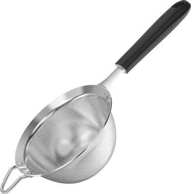 Produktbild von Feinmaschiges Sieb - Edelstahl - 12 cm - schwarz - Silikongriff
