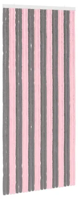 Imagen del producto de vidaXL Cortina anti-insectos de chenilla, color gris plateado y rosa