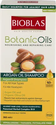 Produktbild von Bioblas Botanic Oils Arganöl Shampoo Anti Haarausfall für Mann und Frau 360 ml