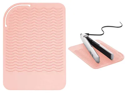 Produktbild von Hitzebeständige Matte, hitzebeständige Silikonmattenabdeckung, Hitzeschutzmatte, hitzebeständige Silikonmatte, Hitzeschutzmatte für Lockenstab, hitzebeständige Silikonmattenabdeckung, rosa